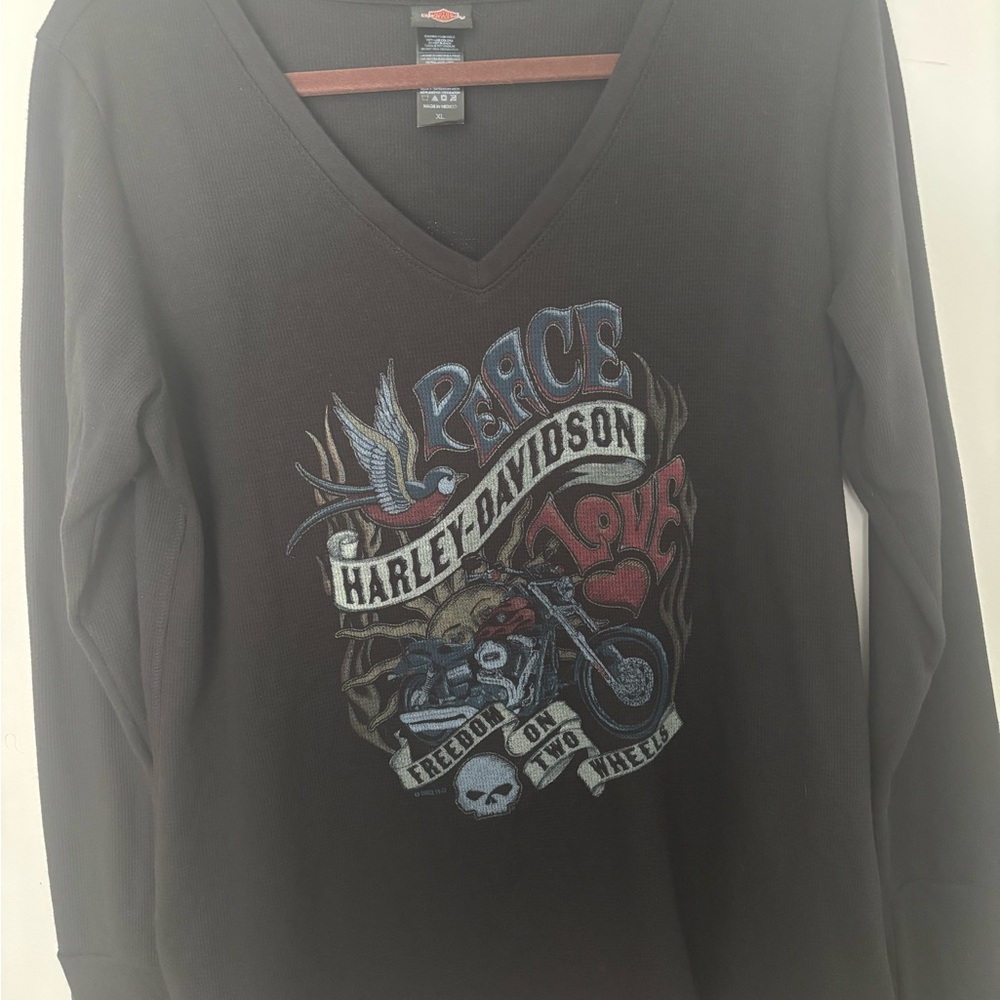 Harley-Davidson Black Waffle Knit Shirt